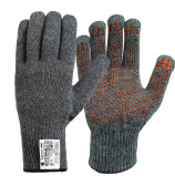 Одинарные шерстяные перчатки (70% шерсть + 30% акрил) с антискользящим покрытием, 10 класс, серые